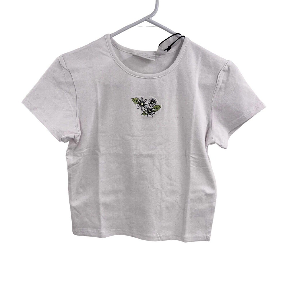 Daisy Street White Tee Floral‎ Patch Size Large New